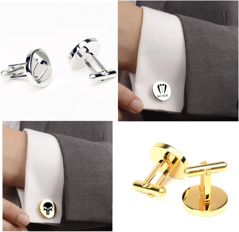 Vkooer Personalized Engraved Cuff Links Tie Clip Set Custom Engrave Phrase Wedding Cufflinks Jewelry Gift for Father Dad Of all the Walks We've taken This one is my Favorite - Image 4